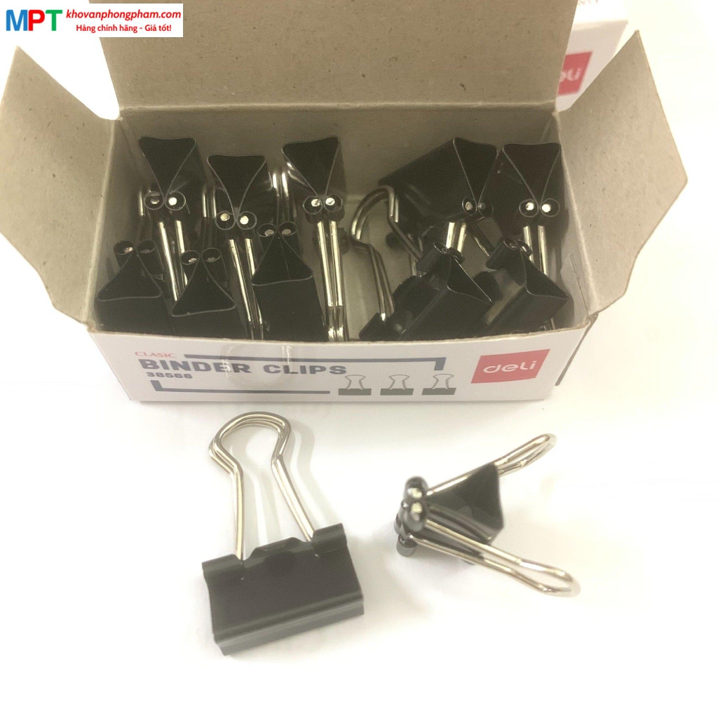 Kẹp đen 15mm DELI 38566