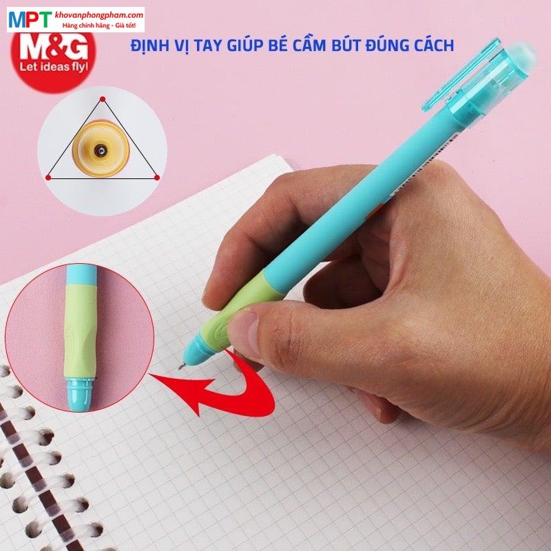 Bút gel xóa được M&G AKPB7501 có tay cầm cao su định vị và 2 đầu tẩy tiện dụng nét 0.5mm