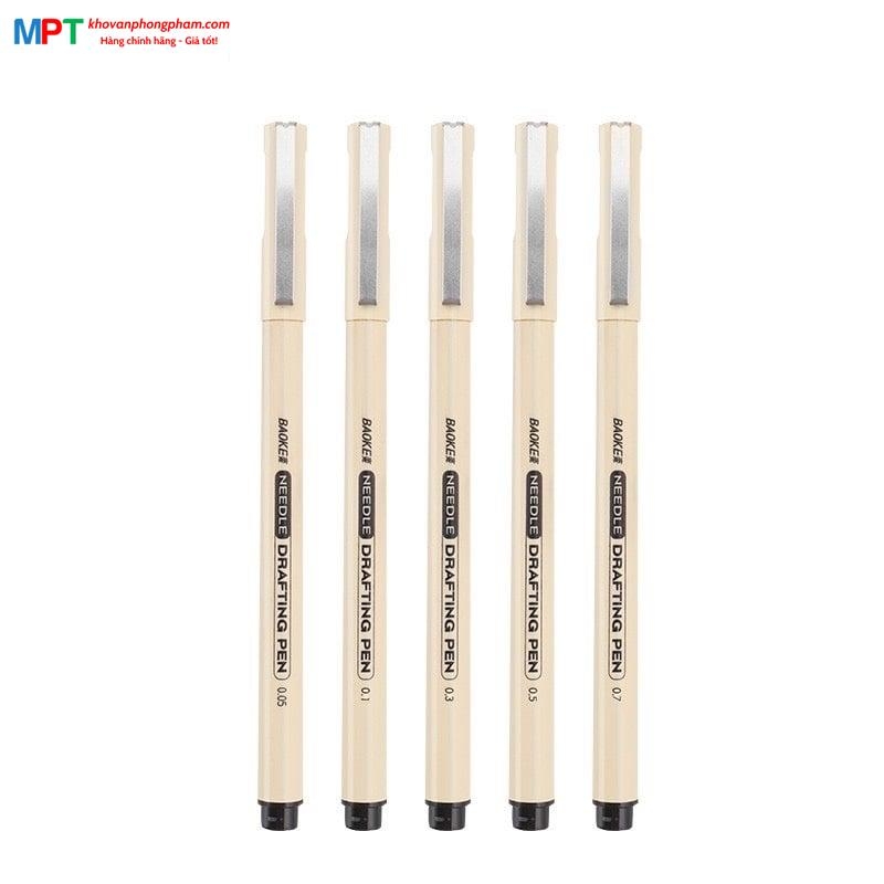 Set 5 bút kim số 5 Size ngòi Baoke A5 - mực đen (0.05, 0.1, 0.3, 0.5. 0.7mm)