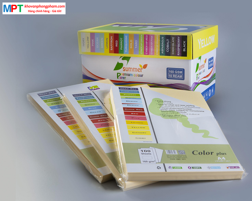 Bìa màu A3 Summer Hoàng Mai - Định lượng 160gsm - 100 tờ/tập