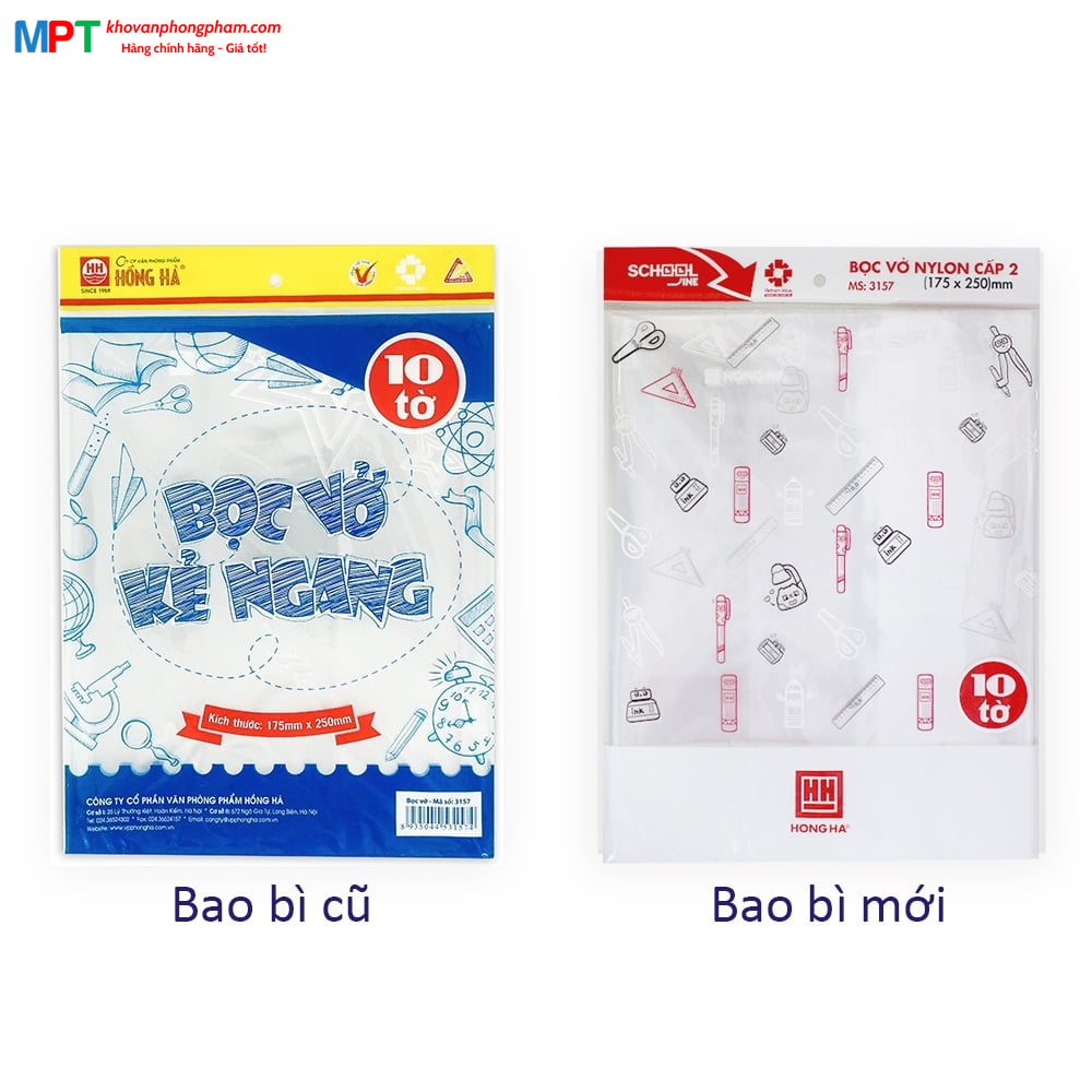 Nilon Bọc vở kẻ ngang Hồng Hà 3157 - Kích thước: 175x250mm