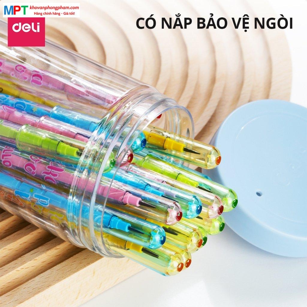 Bút chì khúc Deli EC086 - Chì 2B, nhiều màu sắc