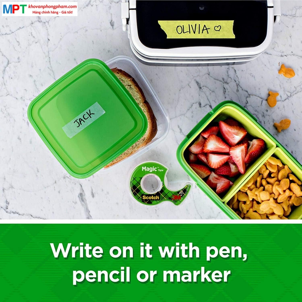 Băng dính kỳ diệu 3M Scotch 12.7mm x 11.4m Cat.104, trong suốt, bám dính tốt, viết lên được