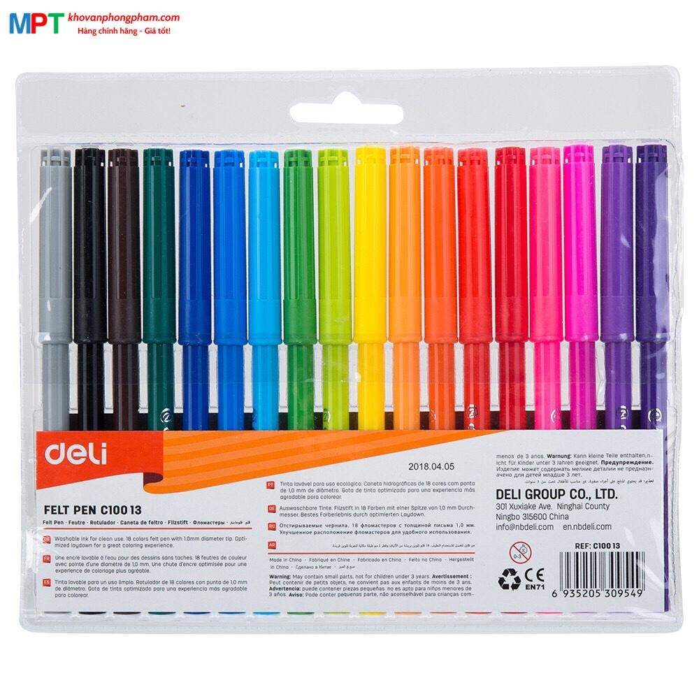Bút dạ màu 18 màu Deli C10013