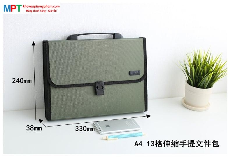 Cặp tài liệu 12 ngăn Deli 5556 - Tặng túi clear cao cấp Double A
