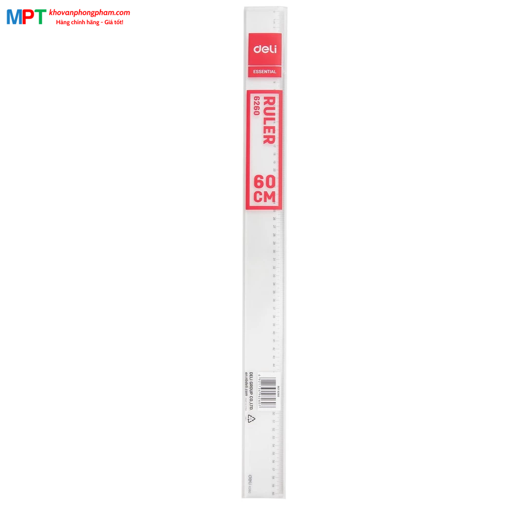 Thước thẳng 60cm Deli 6260 - Trong suốt, vạch kẻ rõ ràng