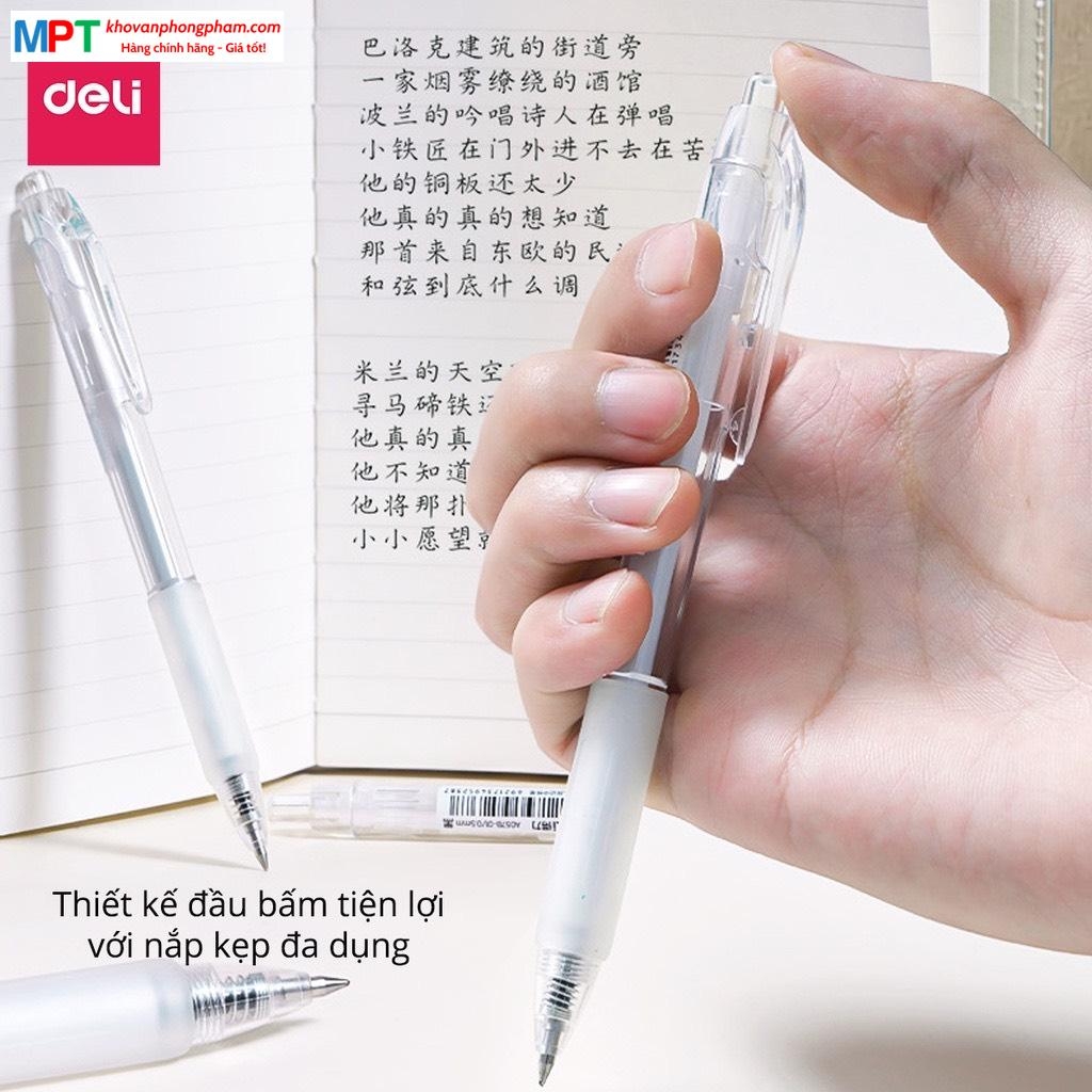 [MUA 12 TẶNG BÚT XOÁ] Bút gel Deli A057B ngòi 0.5mm - Mực đen (Phù hợp viết sổ Calligraphy)