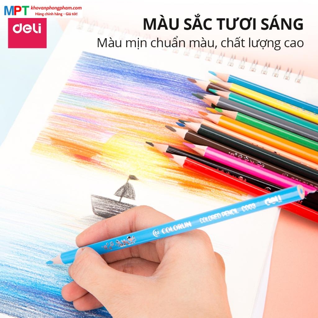 Bút chì màu 24 màu Deli EC00327 - ColoRun, cốc giấy, kèm gọt chì