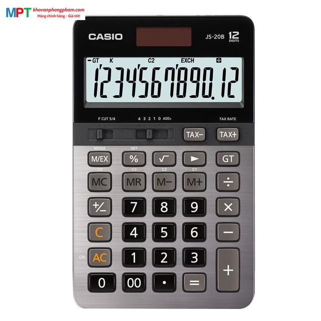 [CHÍNH HÃNG DO BITEX PP] Máy tính Casio JS-20B hiển thị 12 số - Tặng file 20 lá Double A