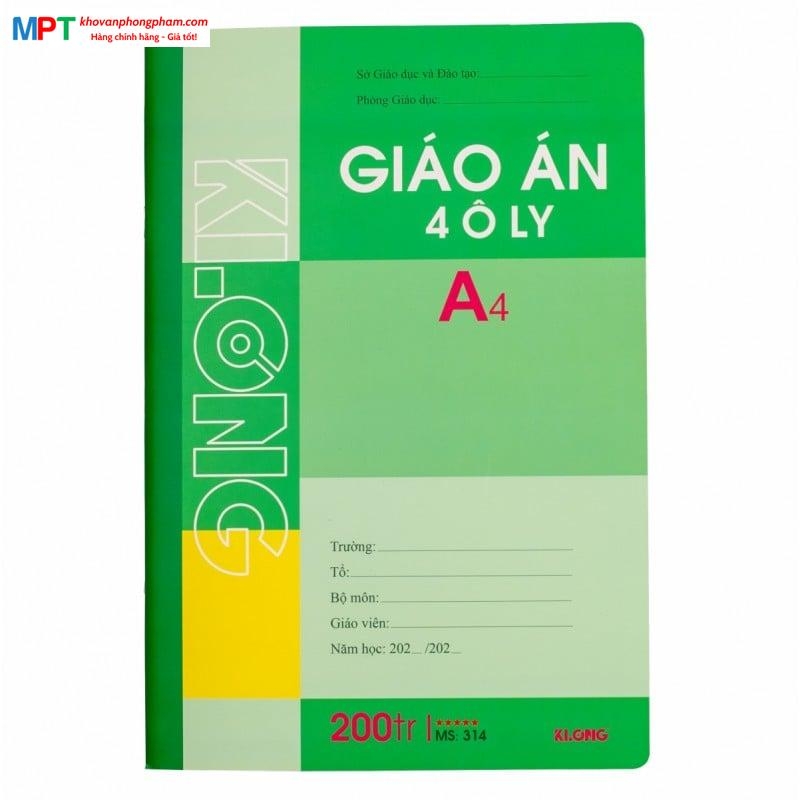 Sổ giáo án 4 ôly 200 trang Klong 314 (T4)