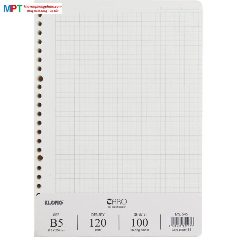 Ruột sổ còng Caro khổ B5 KLONG 546 - Định lượng 120gsm - Kích thước 175x250mm