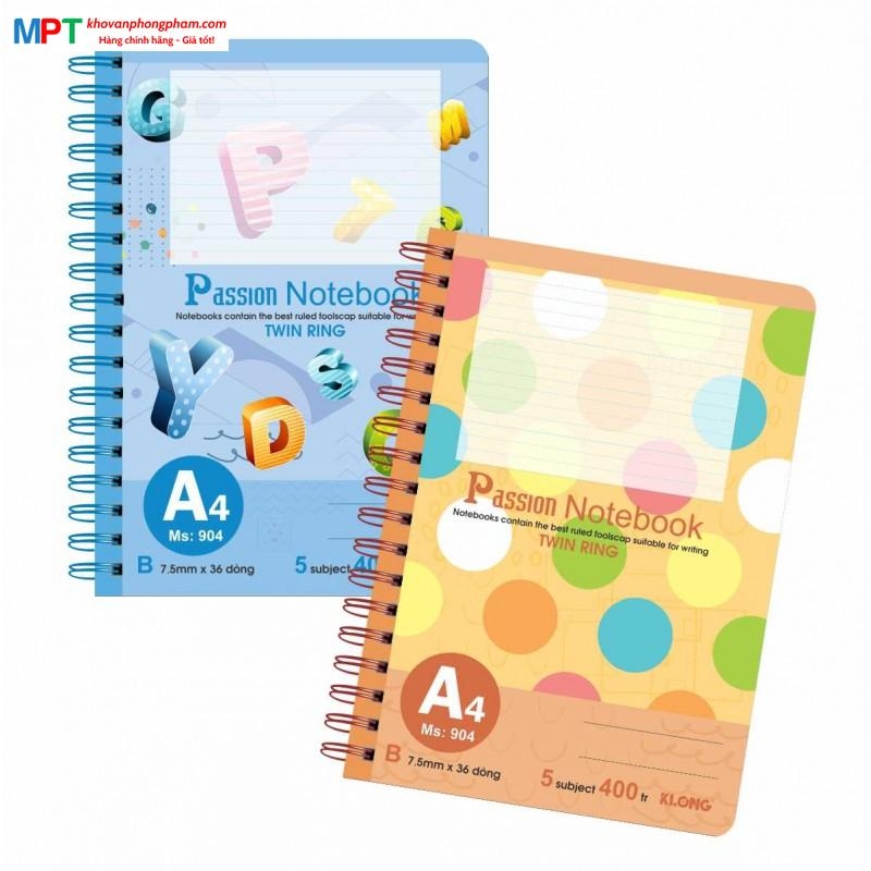 Sổ lò xo Klong kép bìa nhựa A4 400 trang Ms904