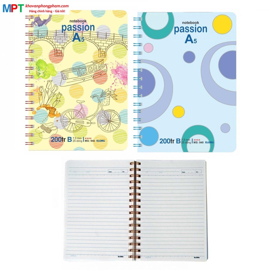 Sổ lò xo Klong A5 200 trang 940 (148x210mm)