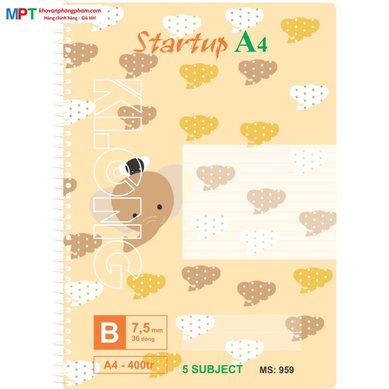 Sổ lò xo Klong đơn A4 400 trang giấy ĐL70gsm Ms959