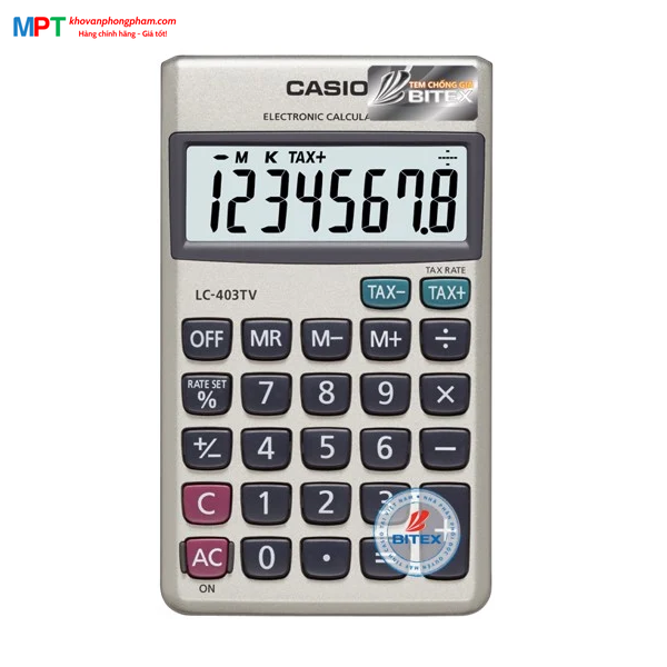 [CHÍNH HÃNG DO BITEX PP] Máy tính Casio LC-403TV hiển thị 8 số - Tặng kèm 5 bút bi cao cấp