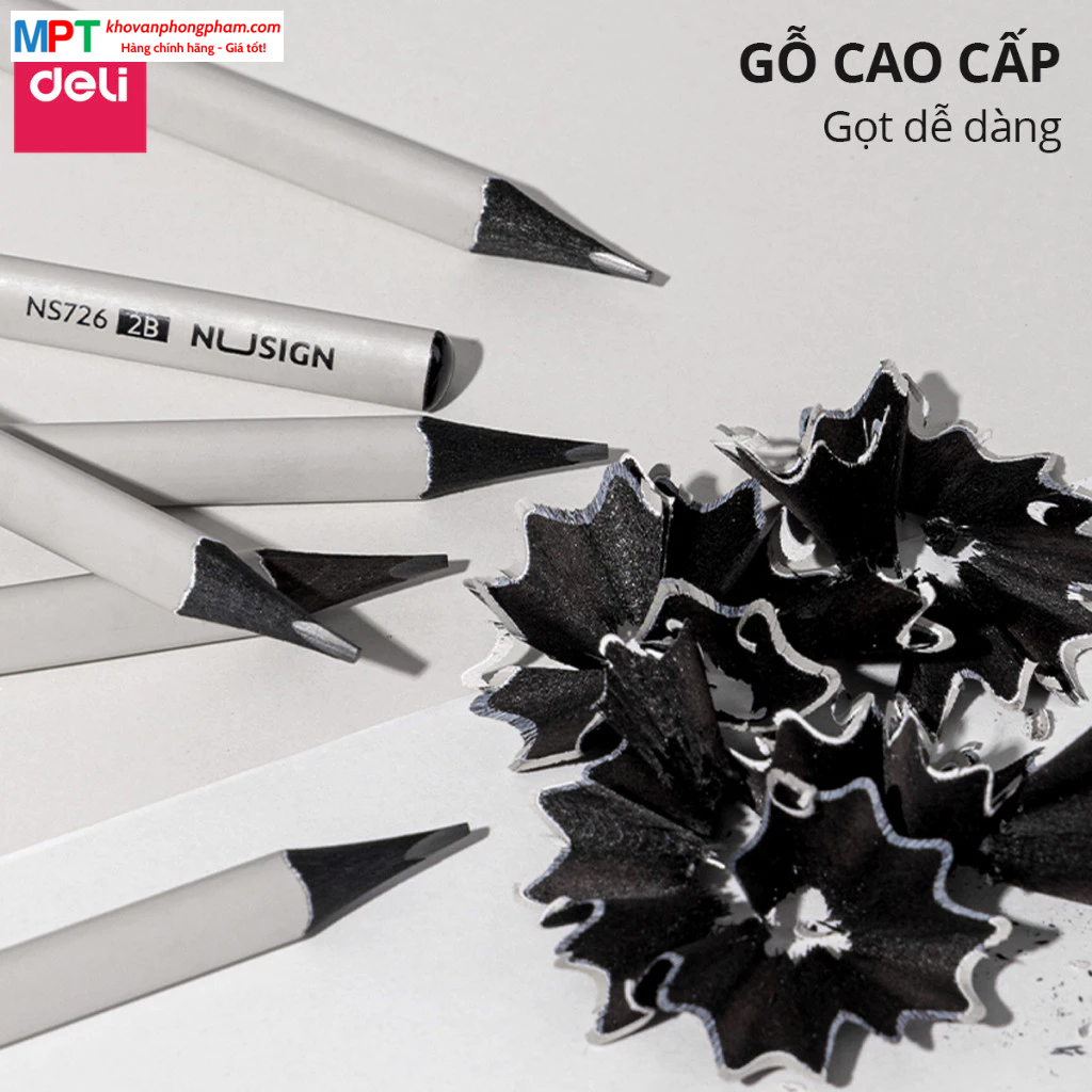 Bút chì Nusign Deli NS726-2B - Lõi đen cao cấp, thân bút hình tam giác