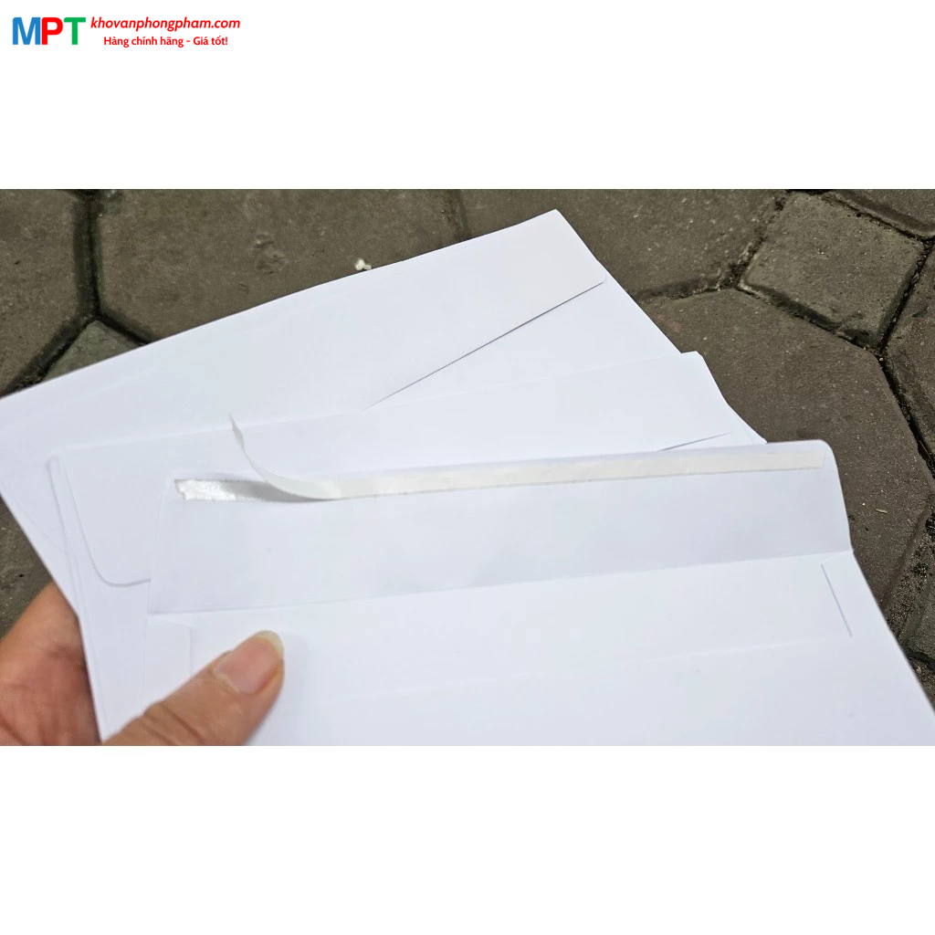 Tập 100 Phong bì trắng A5 CÓ BĂNG DÍNH 2 MẶT - Kích thước 16x23cm - ĐL 120gsm