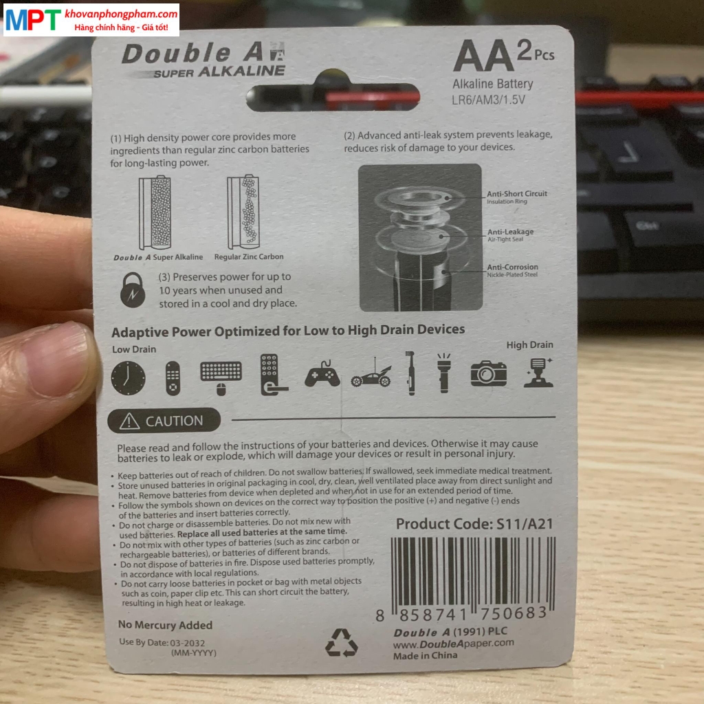 [GIÁ RẺ] Vỉ 2 viên pin AA Double A Super Alkaline