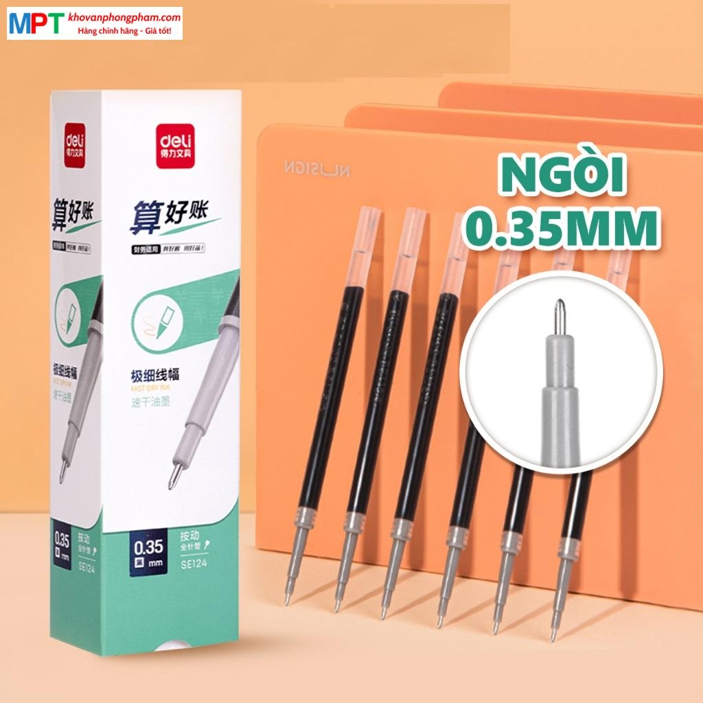 [MUA 10 TẶNG BÚT CHÌ] Ruột bút gel Deli SE124 nét 0.35mm dùng thay thế cho bút gel SA130/A122 - Mực đen