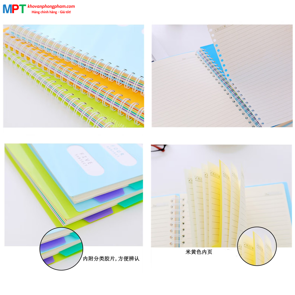 Sổ lò xo B5 có phân trang Heeton D16-653 - Kích thước: 177x256mm