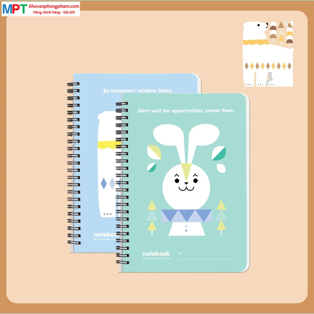 Sổ lò xo Hải Tiến A5 MONO 200 trang 6782 - Giấy vàng chống loá, kích thước 150 x 210mm