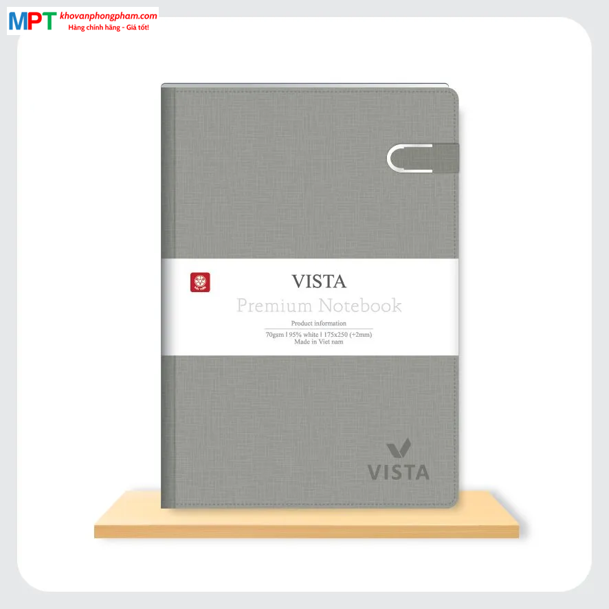 Sổ bìa da cao cấp VISTA 5 khuy bấm nam châm 200 trang 8441 - Kích thước: 135x195mm