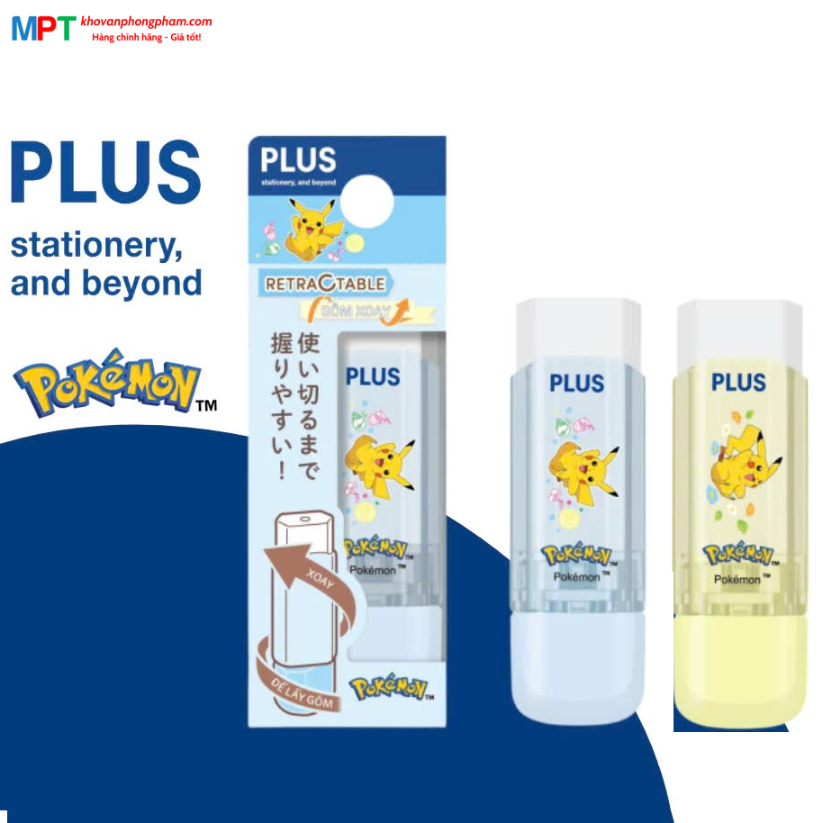 Tẩy chì Xoay PLUS Pokemon - Kích thước 66 x 21 x 13 mm