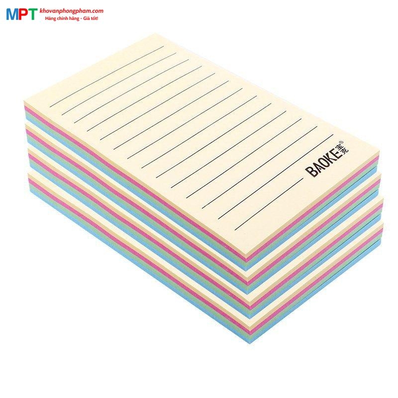 Giấy nhớ có dòng kẻ 4 màu Pastel Baoke TZ6003 (102x153mm, 100 tờ/tập)