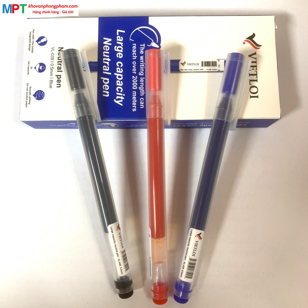 Bút Gel Việt Lợi VL-039 ngòi 0.5mm - mực ra đều, nhanh khô, nét êm trơn