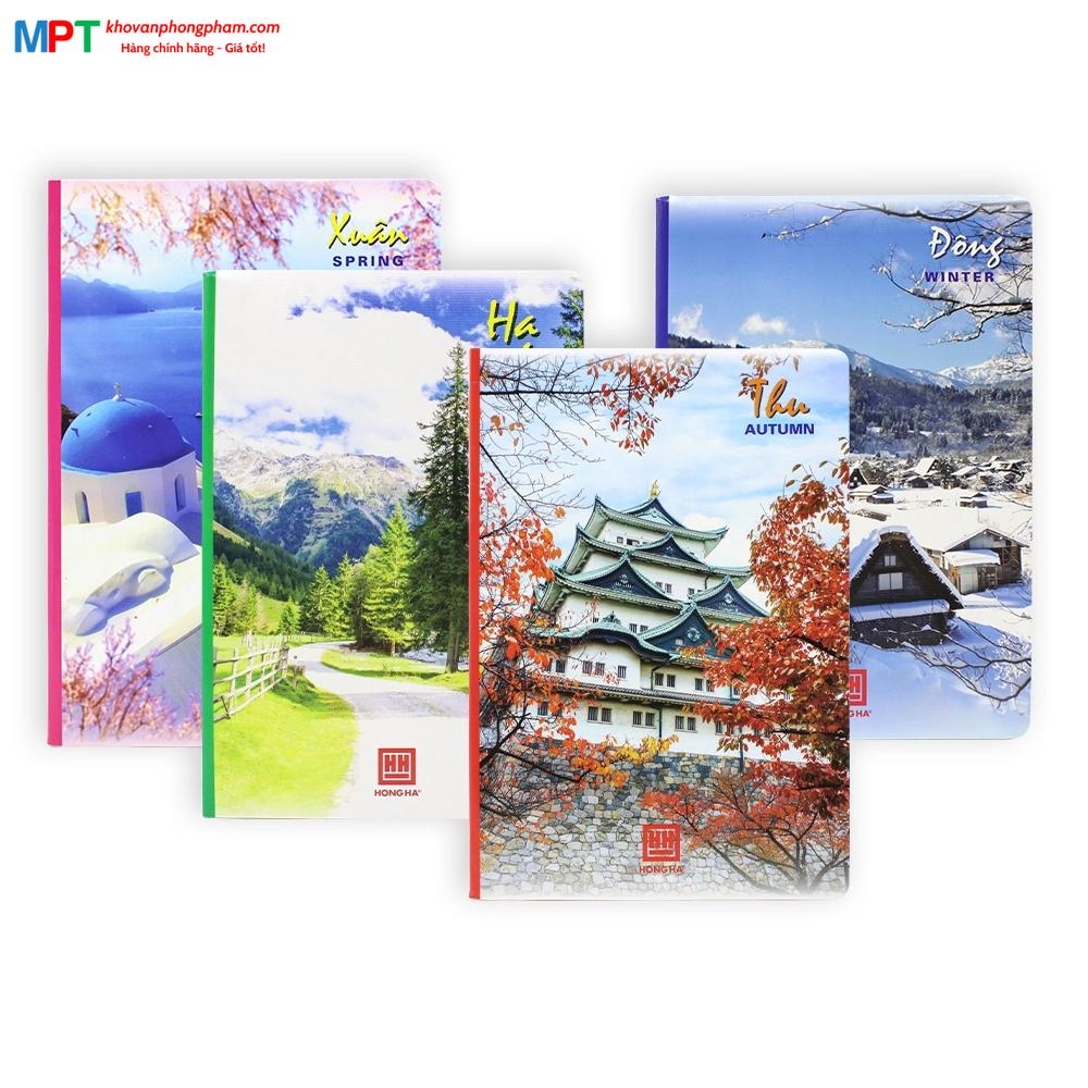 Vở kẻ ngang Hồng Hà 200 trang bốn mùa 1002 - Định lượng 58gsm - Mua 5 quyển tặng bút bi hoặc túi Clear