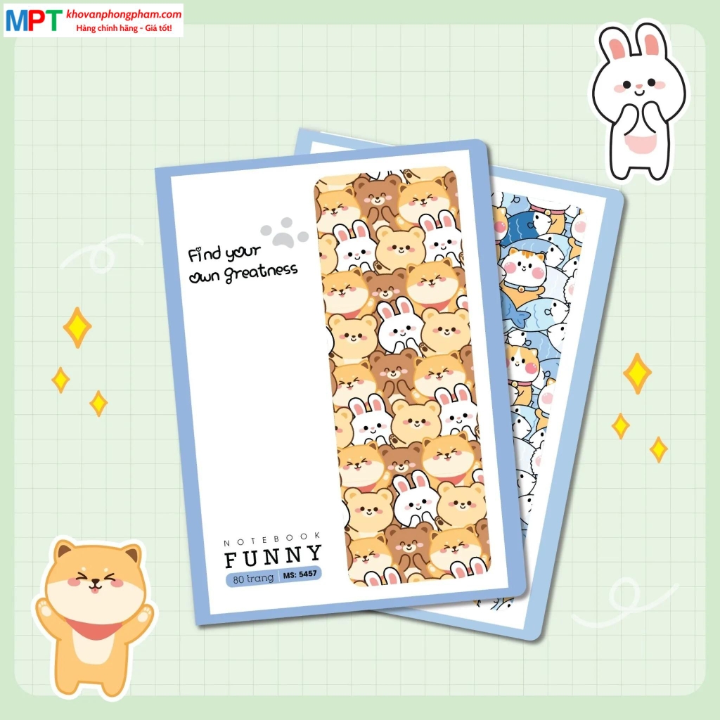 Vở kẻ ngang Hải Tiến 200 trang FUNNY 5471 - Định lượng 70gsm - Mua 5 quyển tặng 1 bút xoá