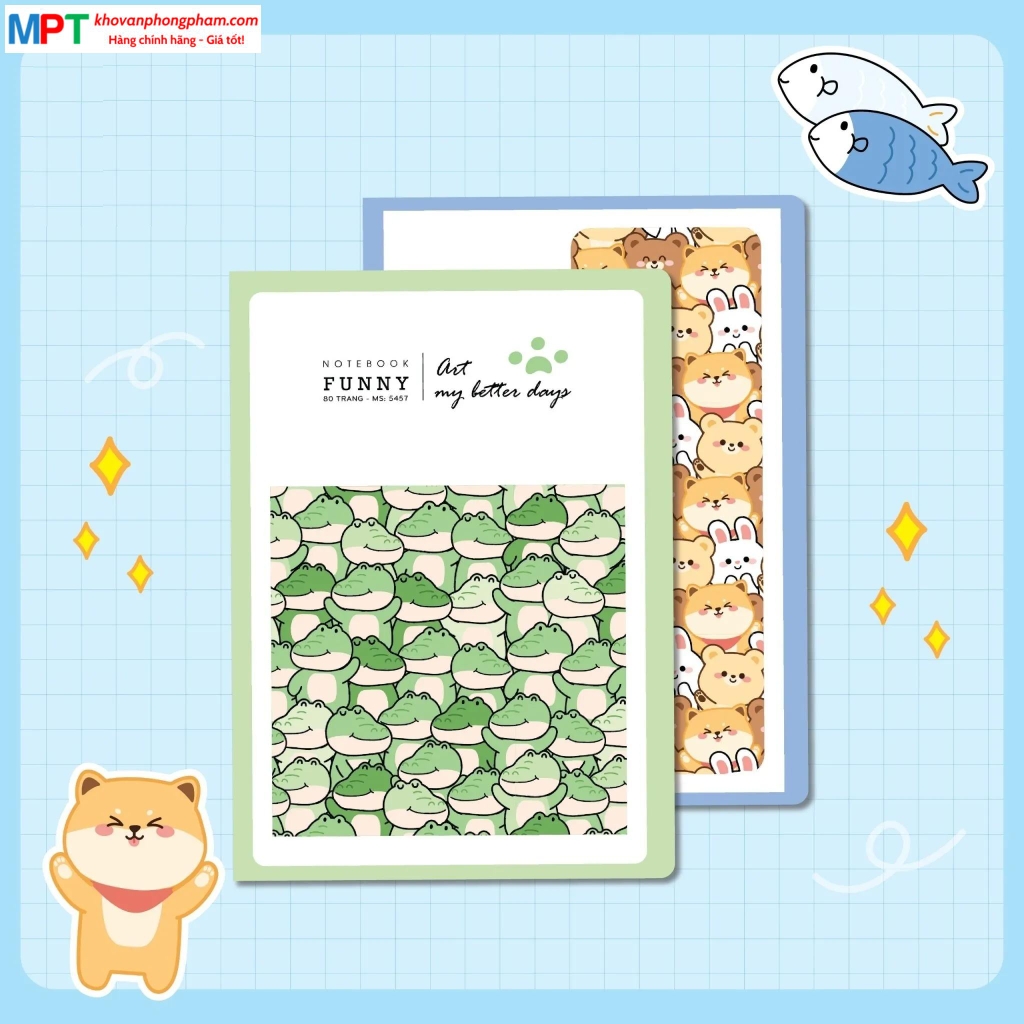 Vở kẻ ngang Hải Tiến 120 trang FUNNY 5464 - Định lượng 70gsm - Mua 10 quyển tặng bút bi hoặc túi Clear