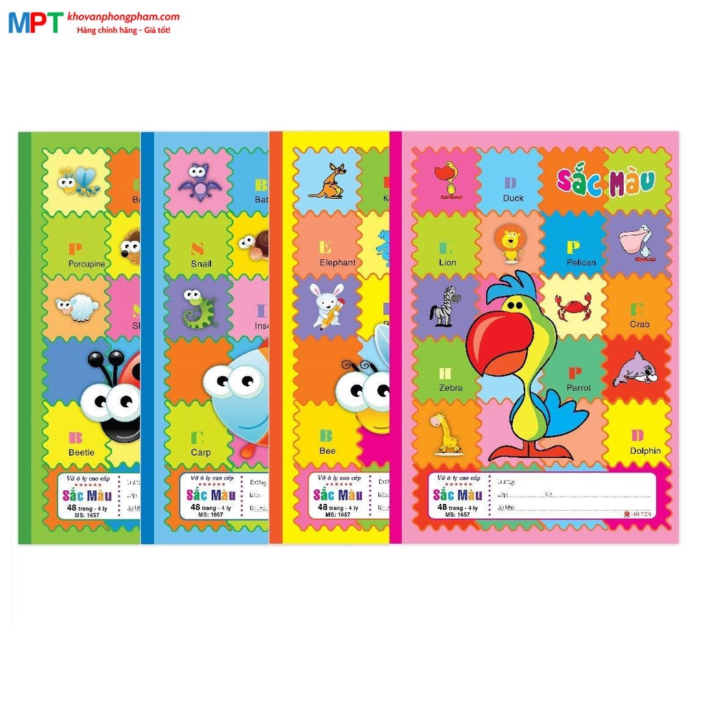 Vở 4 ô ly Hải Tiến 48 trang Sắc màu 1657 - Định lượng 100gsm - Mua 10 quyển tặng bút chì cao cấp