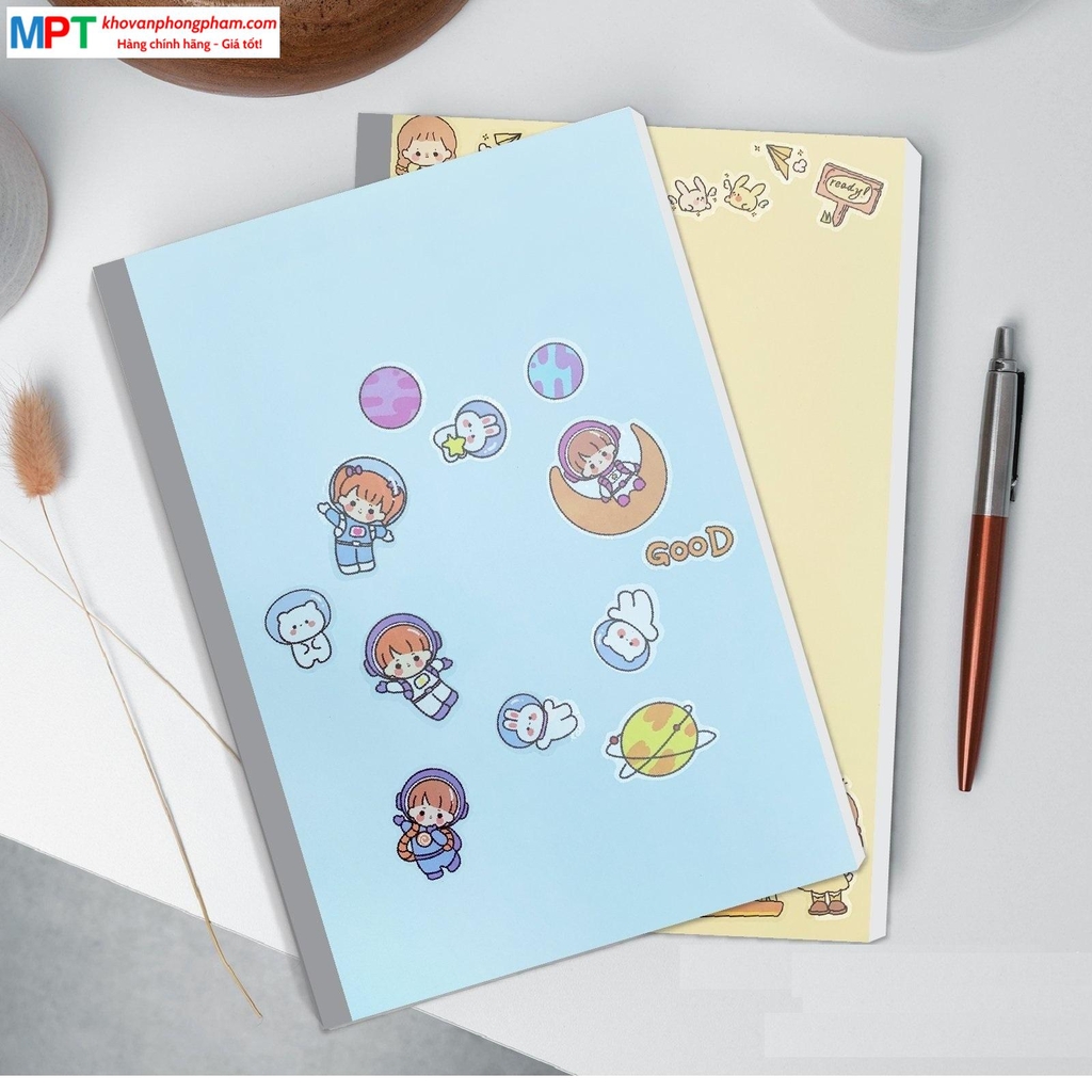 Vở kẻ ngang Haplus 80 trang Sticker 6607 - Định lượng 70gsm - Mua 5 quyển tặng 01 bút bi