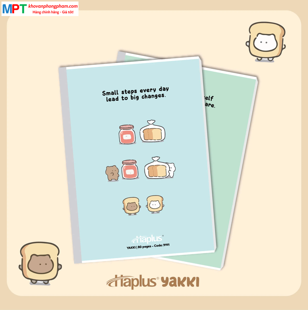 Vở kẻ ngang Haplus 80 trang YAKKI 9141 - Định lượng 60gsm, giấy chống lóa - Mua 10 quyển tặng 1 bút bi