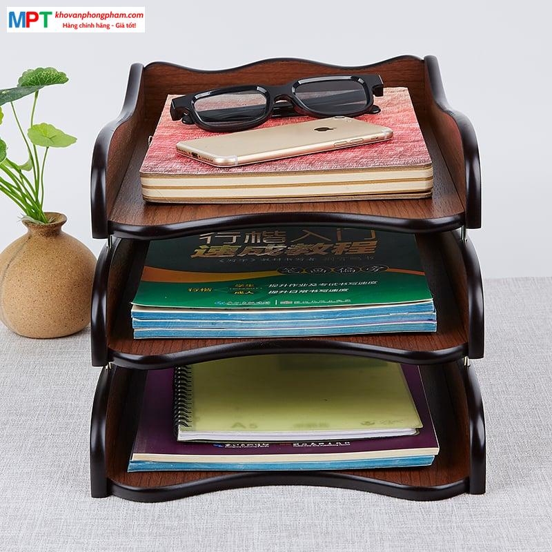 Khay tài liệu 3 tầng gỗ HX-5013