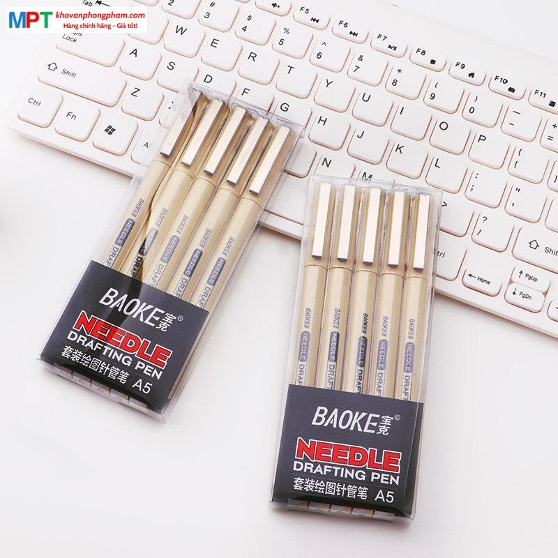 Set 5 bút kim số 5 Size ngòi Baoke A5 - mực đen (0.05, 0.1, 0.3, 0.5. 0.7mm)