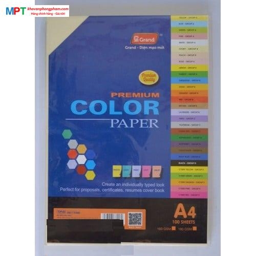 Bìa màu A4 màu VÀNG KEM - Định lượng 160gsm - 100 tờ/tập