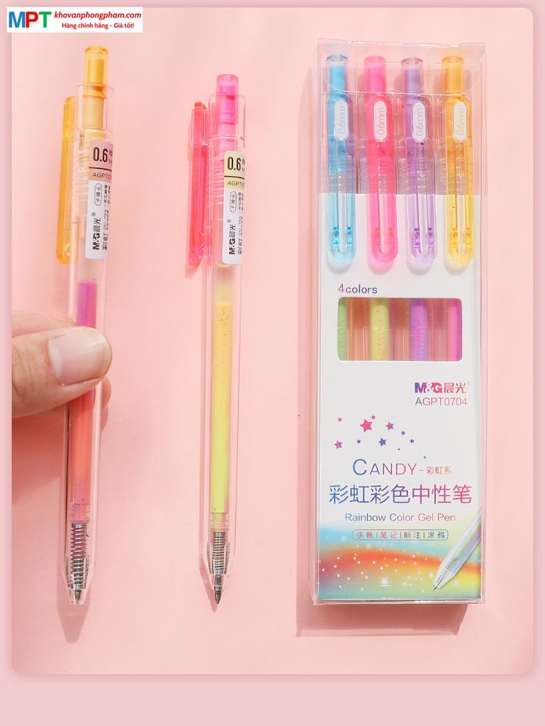 Bút nước bảy sắc cầu vồng 0.6mm M&G AGPT0704 (Vỉ 4 bút)