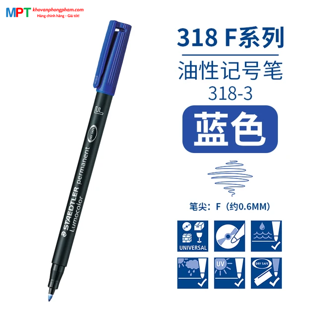 Bút dạ kính STAEDTLER 318 ngòi F 0.6mm - Dùng ghi đĩa CD, hoặc trên các bề mặt như gỗ, nhựa, thủy tinh, kim loại…