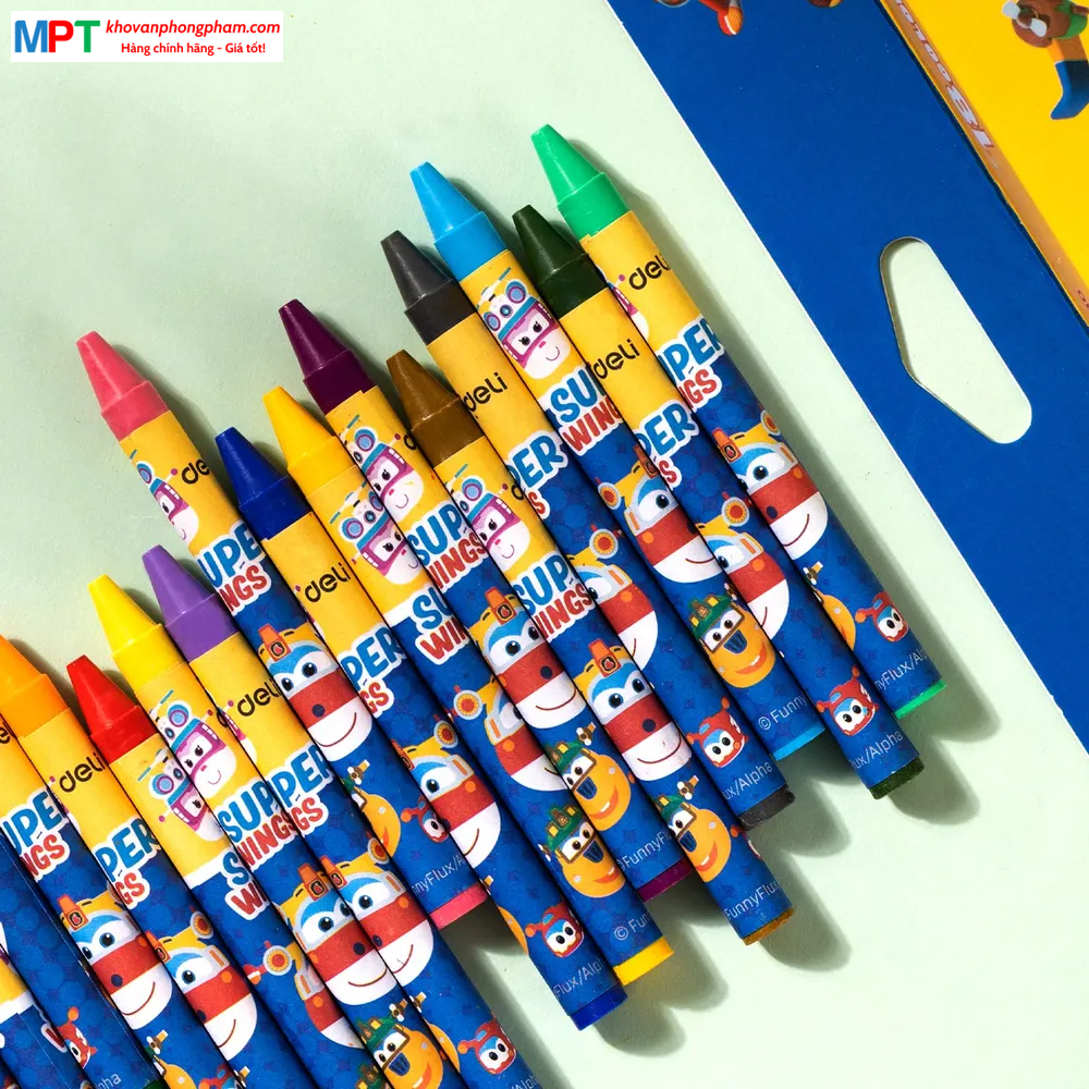 Bút sáp màu 24 màu Super Wings Deli EC21020