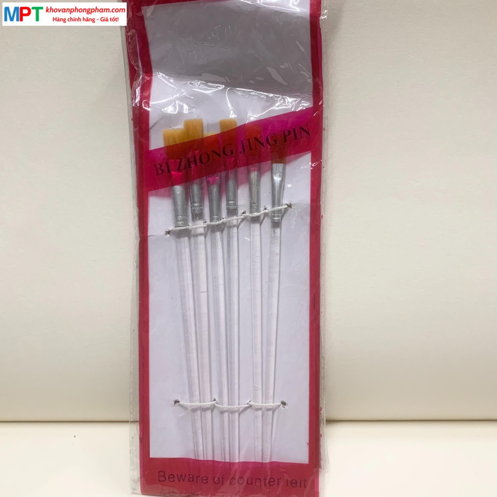 Túi 6 bút lông, cọ vẽ bé loại dẹt