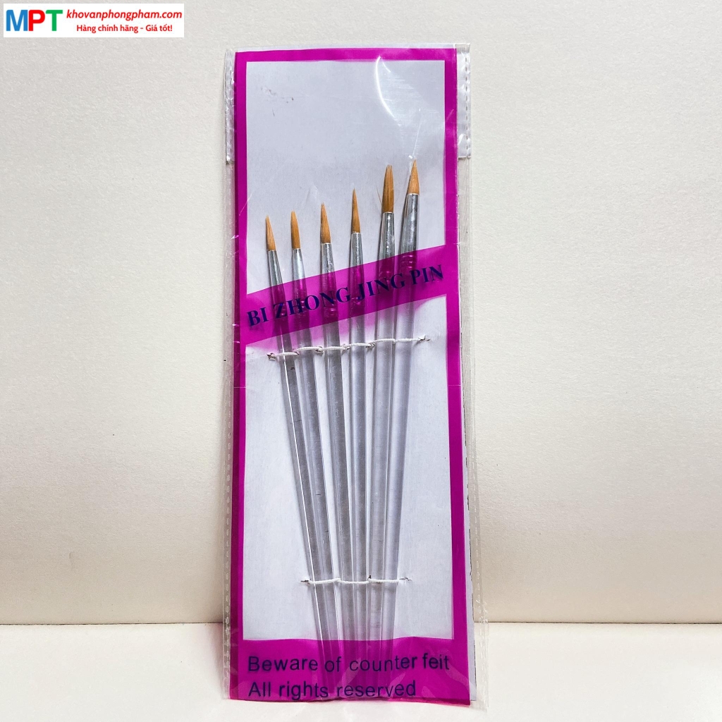 Túi 6 bút lông, cọ vẽ bé loại tròn