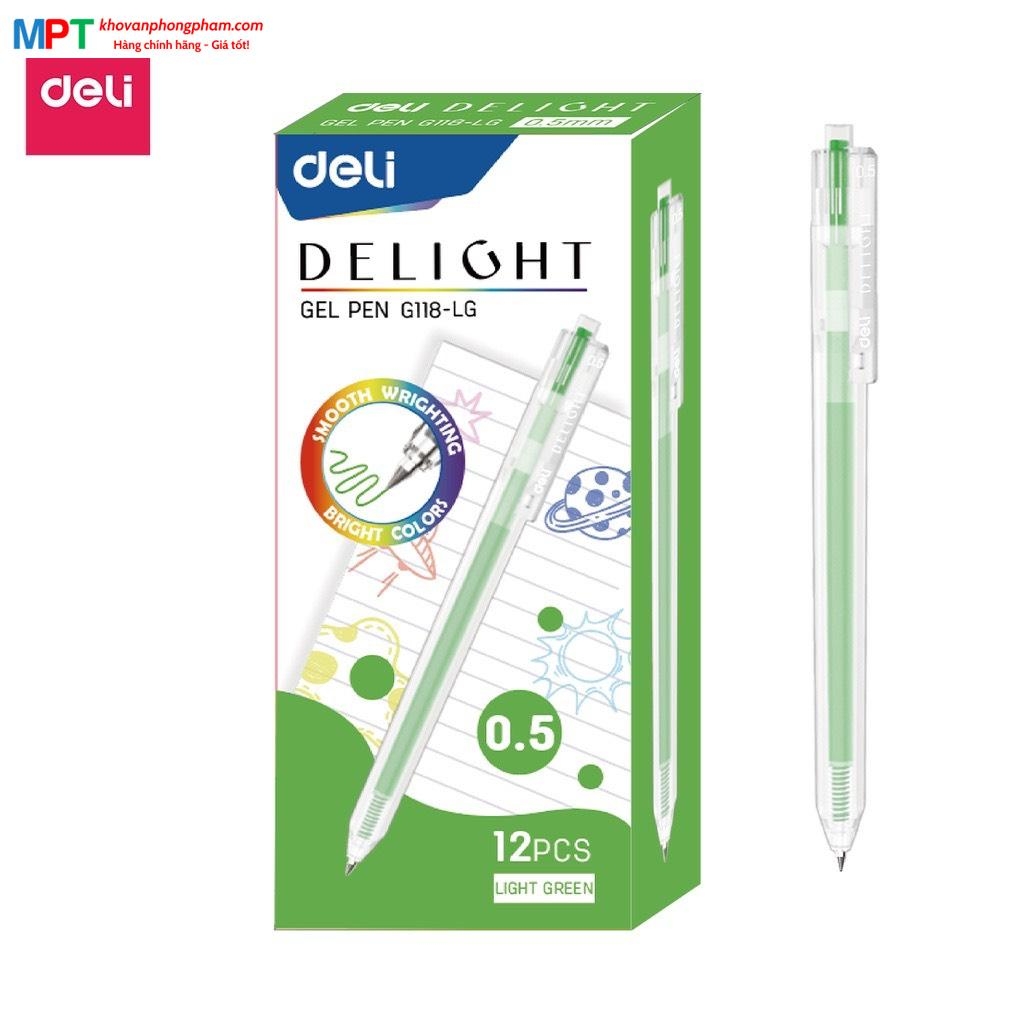 Bút gel nhiều màu Deli G118 nét 0.5mm - nhanh khô viết đều trơn tru lâu hết mực chất lượng cao