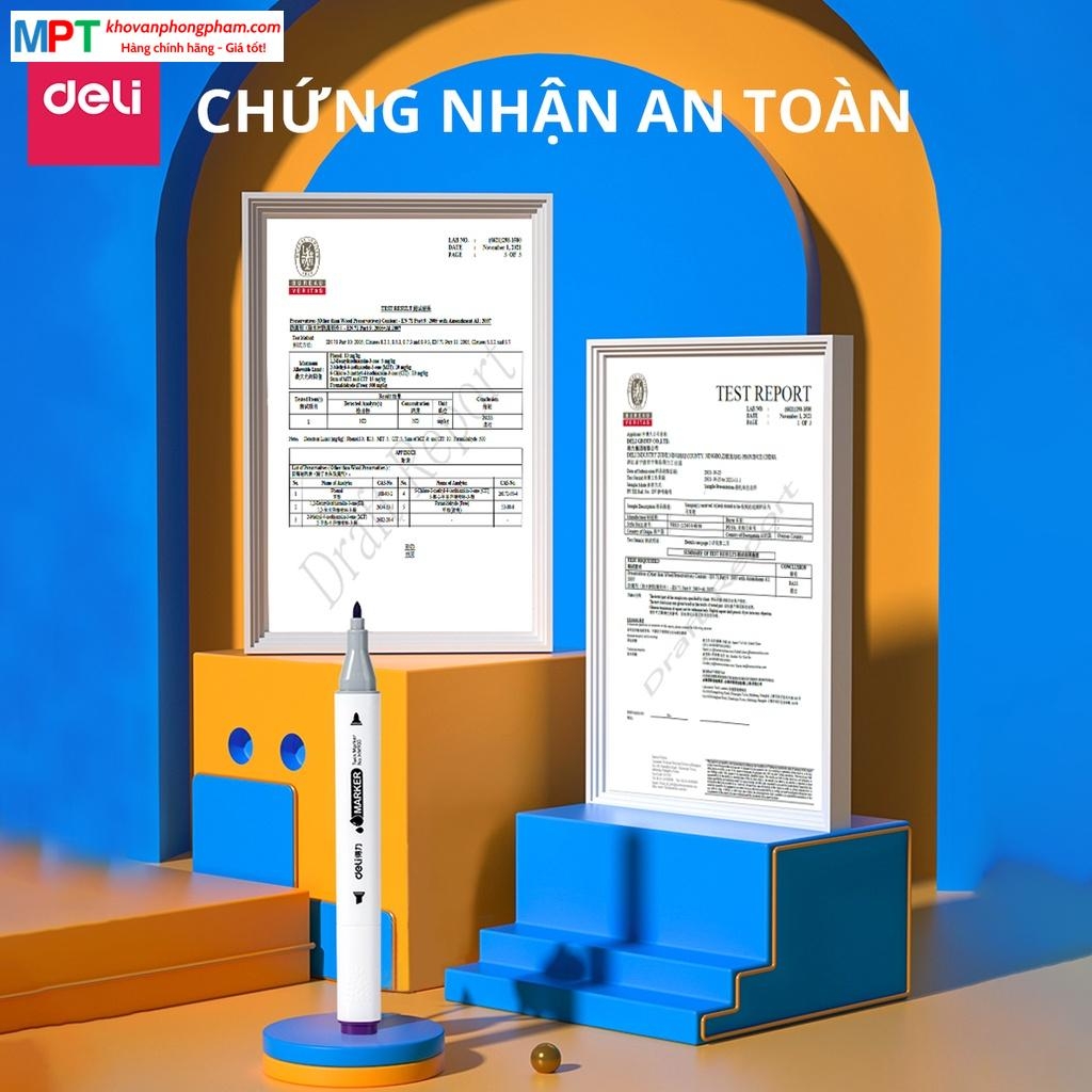 Bút lông màu Marker 2 đầu 60 màu Deli 70816-60 - TẶNG 1 HỘP BÚT CHÌ MÀU TRỊ GIÁ 26K