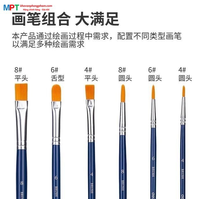 Bộ cọ vẽ chuyên nghiệp Deli 73885 - dùng cho màu nước/bột/sơn acrylic