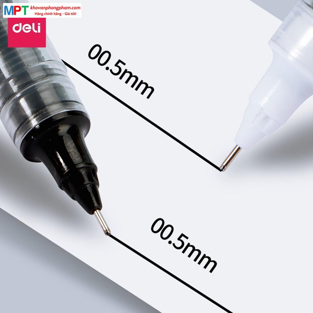 [MUA 10 TẶNG BÚT CHÌ] Bút gel Deli S876 ngòi 0.5mm - Mực đen nhanh khô viết thư pháp ống bút liền lâu hết mực