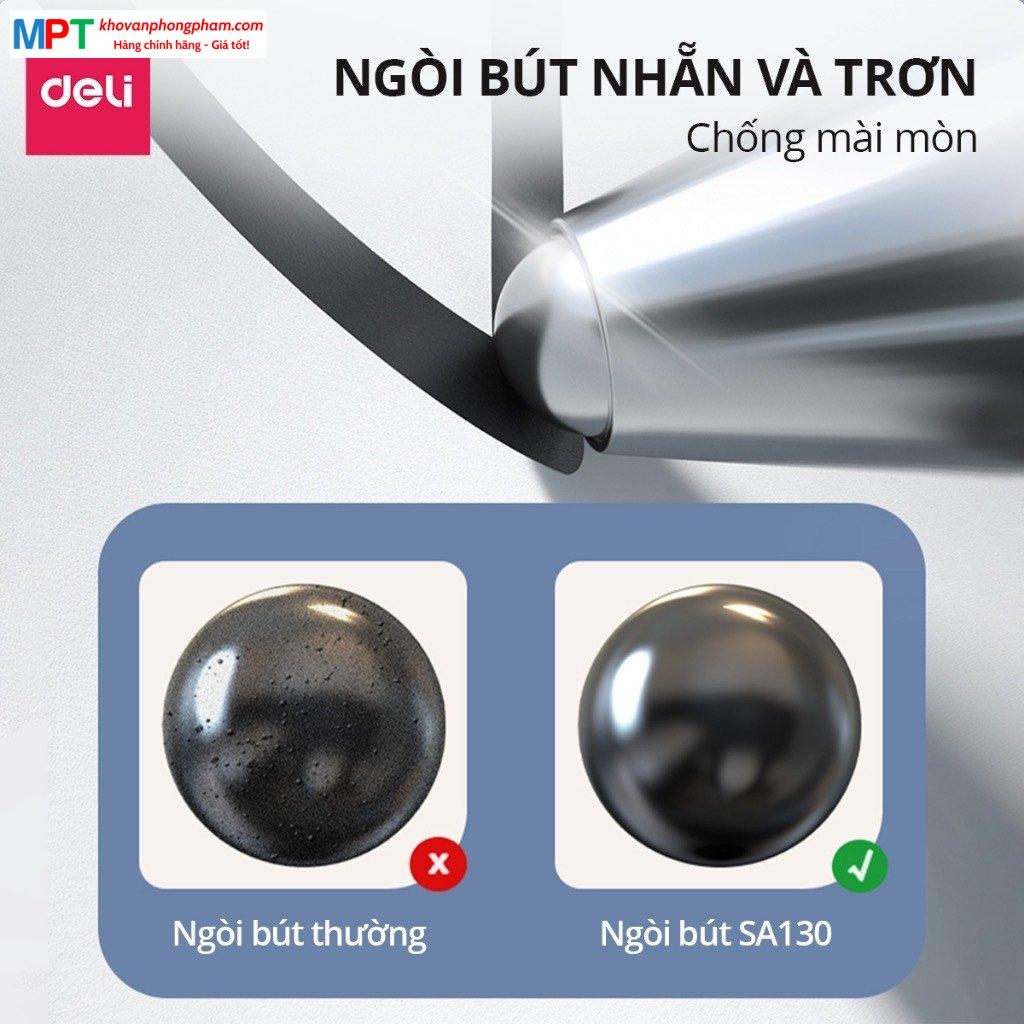 [MUA 10 TẶNG BÚT CHÌ] Bút gel Deli SA130 ngòi 0.35mm - Mực đen, đều mực, ngòi nhỏ