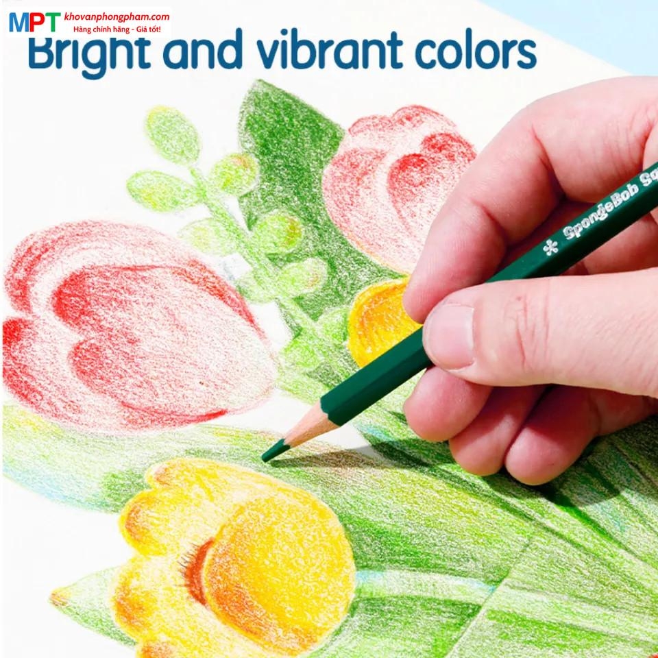 Bút chì màu 18 màu Deli EC133-18 - Hình bọt biển SpongeBob