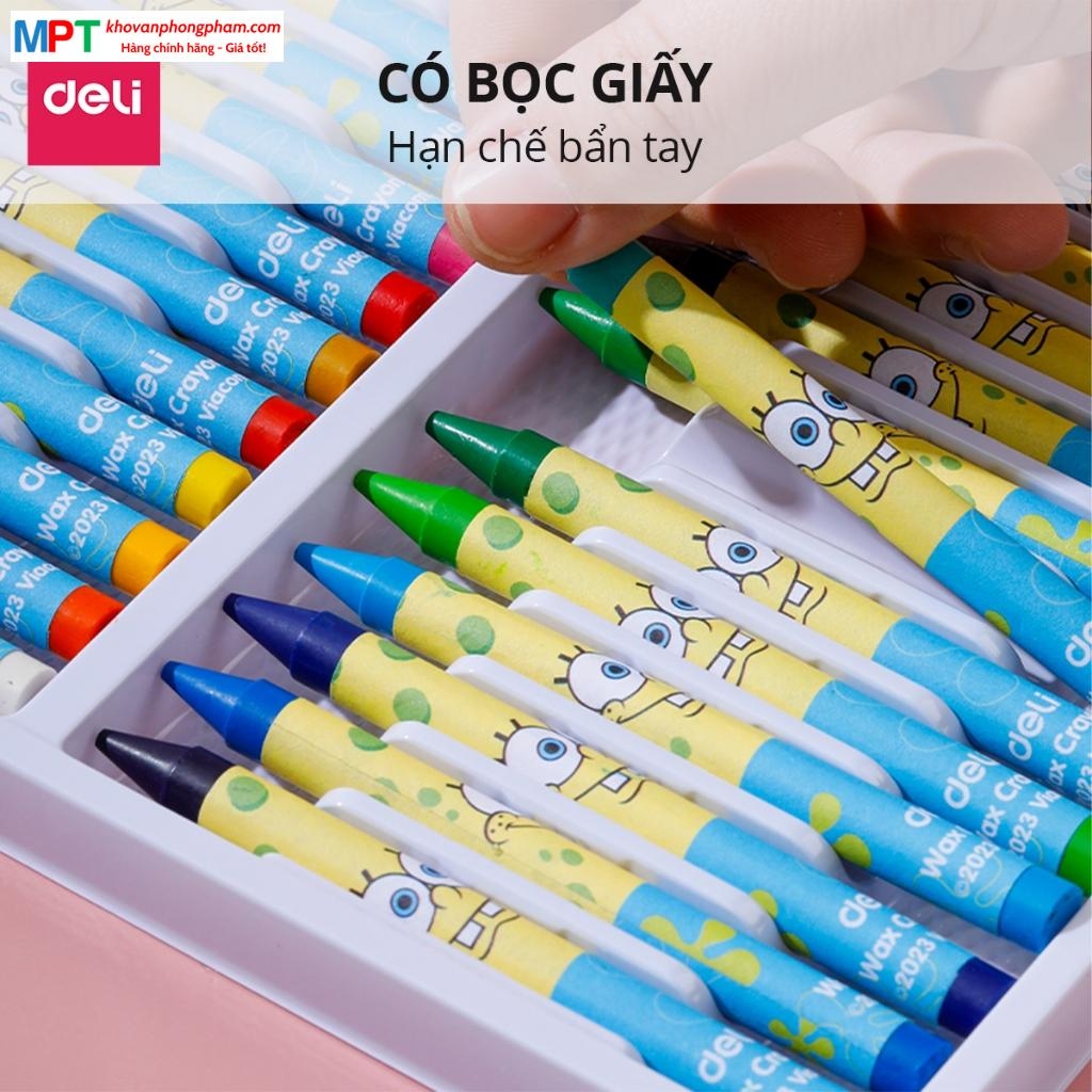 Sáp màu 16 màu Deli EC219-16 - Hình bọt biển SpongeBob